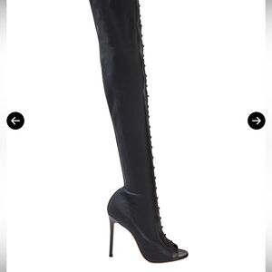 🔥 Gianvito Rossi Black Leather Open toe lace up knee Boots